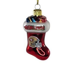 NFL San Francisco 49ers Christmas Stocking Ornament Glass Holiday Decoration